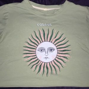 Mint green sun cosmos crop top